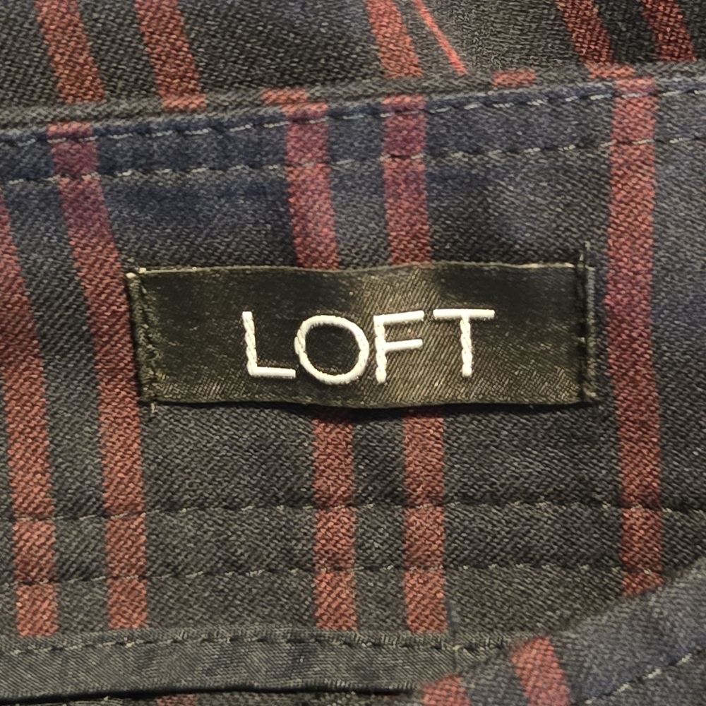 LOFT Womens Navy Blue Striped Marisa Trouser Pants Size 6 - Picture 9 of 12